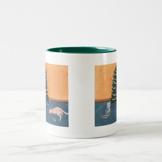Playful Weihnachtskatzen durch die Baum Tasse (Mittel)
