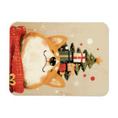 Playful Welsh Corgi with Christmas Decorations Magnet (Horizontal)