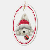 Playful Westie Santa Bulb Christmas Keramik Ornament (Links)