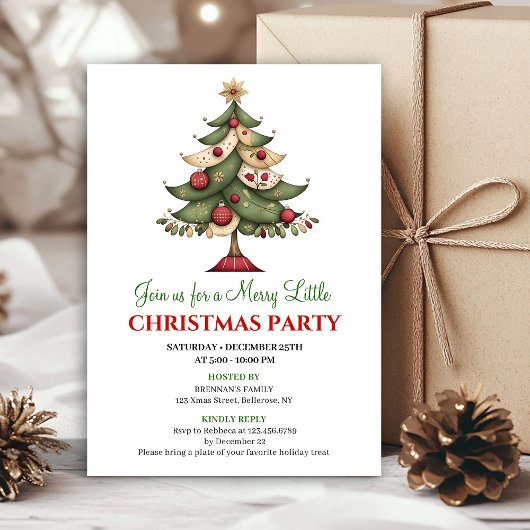 Playful whimsical Christmas tree event invitation Einladung