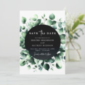 Playful Whimsical Eucalyptus Digital Wedding Save The Date (Stehend Vorderseite)