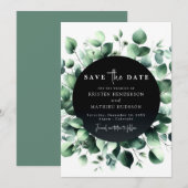 Playful Whimsical Eucalyptus Digital Wedding Save The Date (Vorne/Hinten)