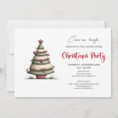 Playful whimsical tree Christmas party invite Einladung (Vorderseite)