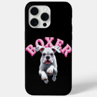 Playful White Boxer Dog