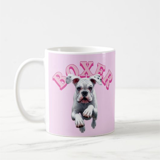 Playful White Boxer Dog Kaffeetasse (Links)