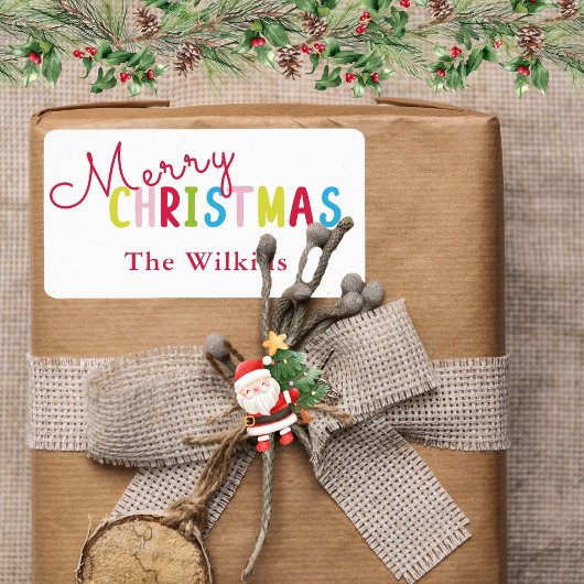 Playful White frohe Weihnachtsfamilie Design Adressaufkleber