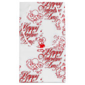 Playful White Red Cartoon Valentine Kleine Geschenktüte (Rückseite)