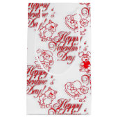 Playful White Red Cartoon Valentine Kleine Geschenktüte (Vorderseite)