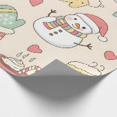 Playful Winter Holiday Hand-Drawn Snowmen and Fest Geschenkpapier (Ecke)