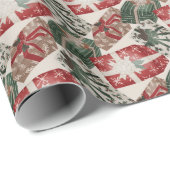 Playful Wrapped Presents Red Green Wrapping Paper Geschenkpapier (Rolleneckpunkt)