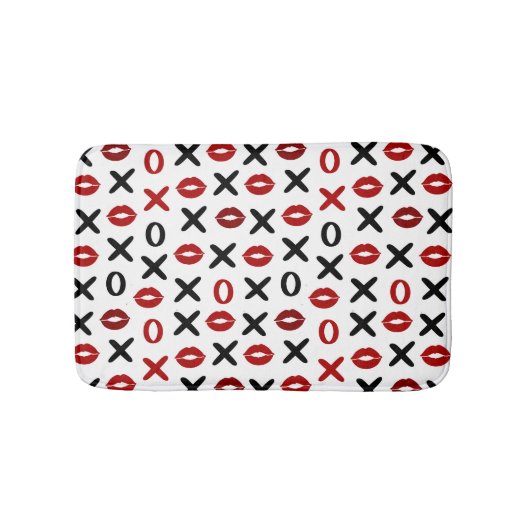 Playful XO & Red Lips Modern Love Pattern Badematte (Vorderseite)