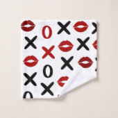 Playful XO & Red Lips Modern Love Pattern Badhandtuch Set (Waschlappen)