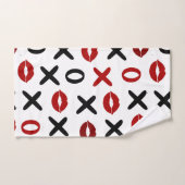 Playful XO & Red Lips Modern Love Pattern Badhandtuch Set (Handtuch)