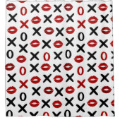 Playful XO & Red Lips Modern Love Pattern Duschvorhang (Vorderseite)