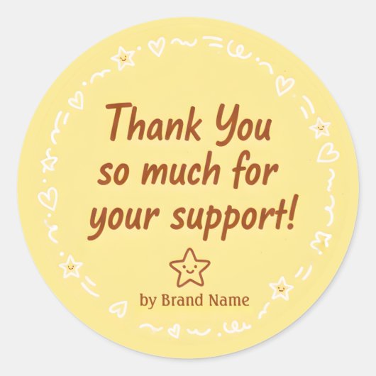 Playful Yellow Thank You Business Sticker  (Vorderseite)