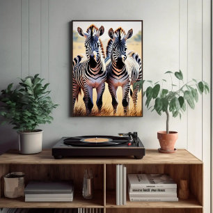 Playful Zebras Colorful Safari Inspiriert Art Poster