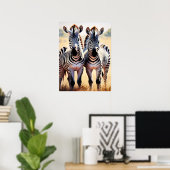 Playful Zebras Colorful Safari Inspiriert Art Poster (Heimbüro)
