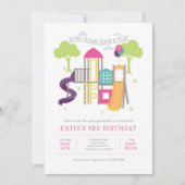 Playground Park Girl Birthday Einladung (Vorderseite)