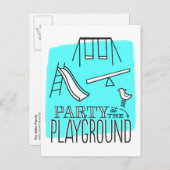 Playground Party Postcard Einladung - Aqua (Vorne/Hinten)