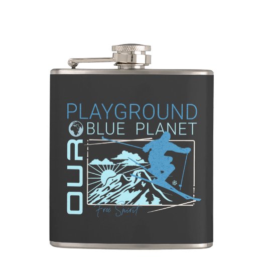 Playground Ski Snow Planet Erde Playground Vibes Flachmann (Vorderseite)