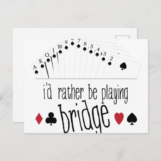 Playing Bridge Postkarte (Vorne/Hinten)