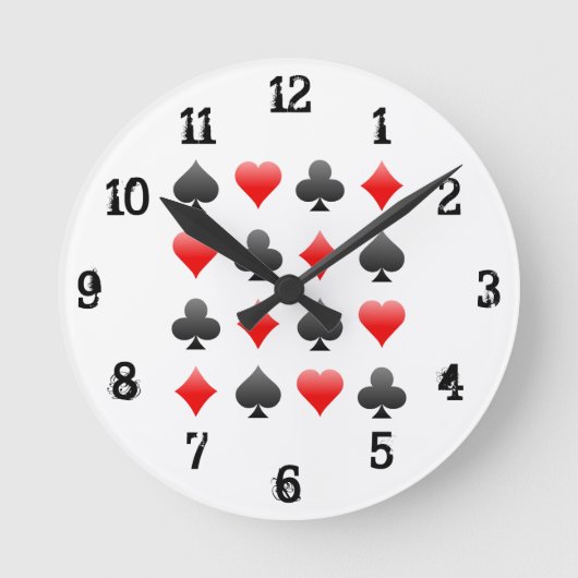 Playing Card Suits: Wall Clock Runde Wanduhr (Vorderseite)