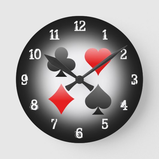 Playing Card Suits: Wall Clock Runde Wanduhr (Vorderseite)