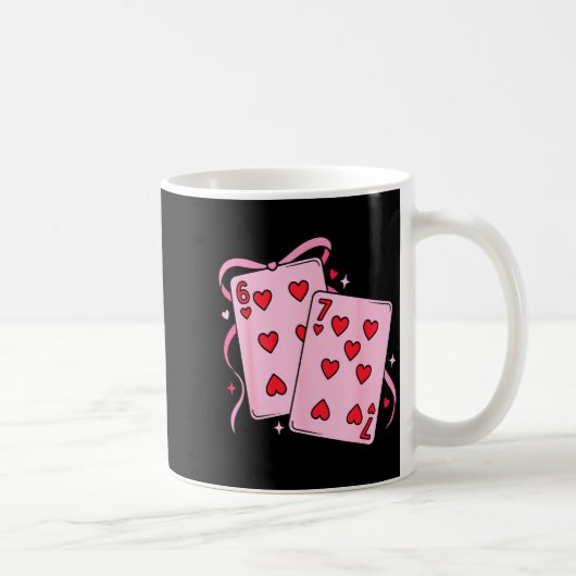 Playing Card Valentine’s Day 67 Preppy Six Seven 6 Kaffeetasse (Rechts)