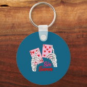 Playing Cards 67 Valentine Skeleton Hand Six Seven Schlüsselanhänger (Vorderseite)