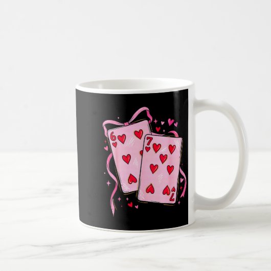Playing Cards 6 7 Of Hearts 67 Six Seven Bow Valen Kaffeetasse (Rechts)