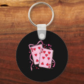 Playing Cards 6 7 Of Hearts 67 Six Seven Bow Valen Schlüsselanhänger (Vorderseite)