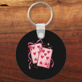 Playing Cards 6 7 Of Hearts 67 Six Seven Bow Valen Schlüsselanhänger (Vorderseite)