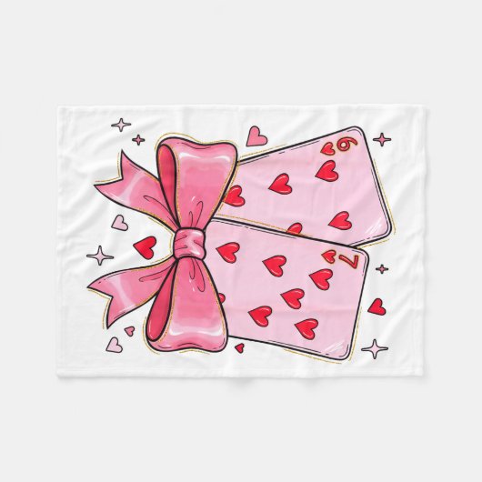 Playing Cards 6 7 Of Hearts 67 Six Seven Meme Bow  Fleecedecke (Vorderseite (Horizontal))
