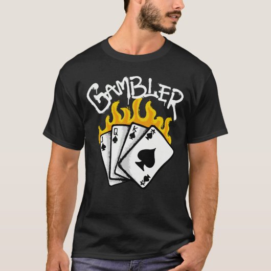 Playing Cards in Flames streetwear T-Shirt (Vorderseite)