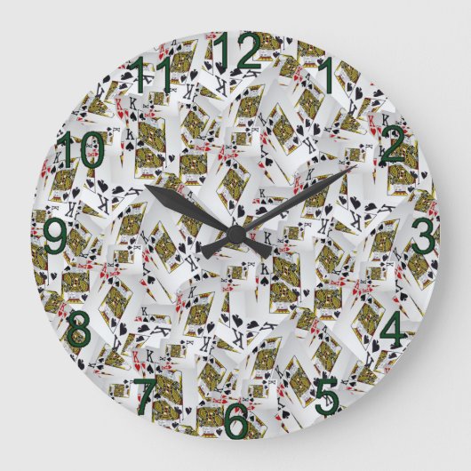 Playing Cards Kings Layered, Wall Clock Große Wanduhr (Vorderseite)