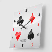 Playing Cards Suits Quadratische Wanduhr (Winkel)