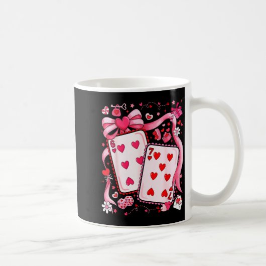 Playing Cards Valentine 67 Coquette Bow Couple Mat Kaffeetasse (Rechts)