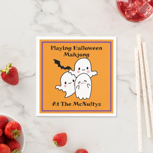 Playing Halloween Mahjong Personalize NAME Serviette (Beispiel)