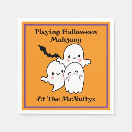 Playing Halloween Mahjong Personalize NAME Serviette (Vorderseite)