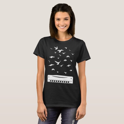 Playing Harmonica Player Harmonica Instrument T-Shirt (Vorne ganz)