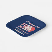 Playing His 50th Inning Baseball Birthday Party Pappteller (Gewinkelt)