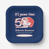 Playing His 50th Inning Baseball Birthday Party Pappteller (Vorderseite)