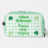 Playing Lucky Mahjong Watercolor Shamrock Tile Bag Waschbeutel (Vorderseite)
