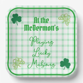 Playing Lucky Mahjong Watercolor Shamrocks Pappteller