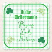 Playing Lucky Mahjong Watercolor Shamrocks  Untersetzer (Vorderseite)