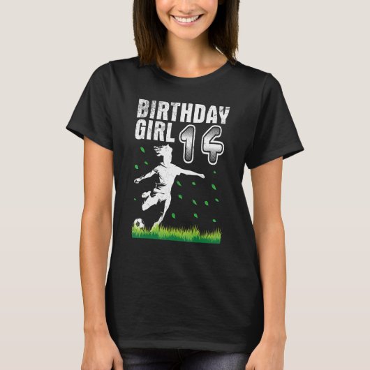 Playing Soccer Happy Birthday 14 T-Shirt (Vorderseite)