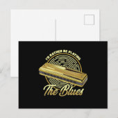 Playing The Blues Music Instrument Harmonica Gift Postkarte (Vorne/Hinten)
