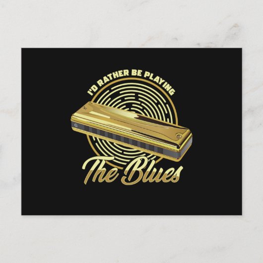Playing The Blues Music Instrument Harmonica Gift Postkarte (Vorderseite)