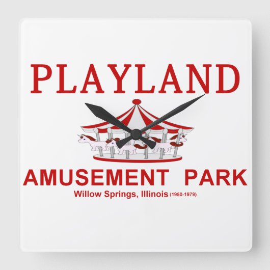 Playland Vergnügungspark, Willow Springs, IL Quadratische Wanduhr (Vorderseite)