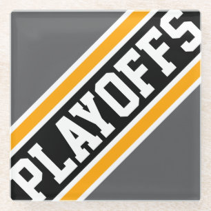 PLAYOFFS Athletic Graugelbe schwarze Streifen Glasuntersetzer